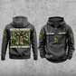 Arborist Once and Always Vintage Hoodie in Dark Gray, separate front and back views with CUSTOM NAME and SINCE 2000 chest samples, tree-care sleeve motifs, plain lower pouch and framed work-boots back artwork.