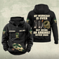 Arborist Never Ends Vintage Hoodie in Black, front and back views with CUSTOM NAME and SINCE 2000 sample chest text, tree-care graphics, work boots, pruning saw and rope coil.