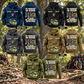 Arborist Never Ends Vintage Hoodie featured composite with front and back views in Dark Blue, Black, Dark Gray, Kaki and Military Green, staged beneath living trees with arborist equipment at rest.