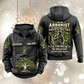 Arborist Skills and Pride Vintage Hoodie in Dark Gray, front and back views with sample text CUSTOM NAME and SINCE 2000, living-tree artwork and sleeve symbols.