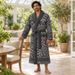Personalized Arborist Bathrobe Slate worn at home