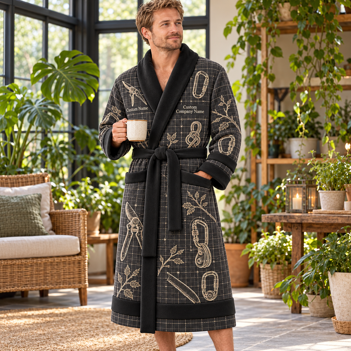 Personalized Arborist Bathrobe - Blueprint Workshop lifestyle view