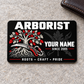 Arborist Midnight Pride aluminum wallet card, front view on light gray stone.
