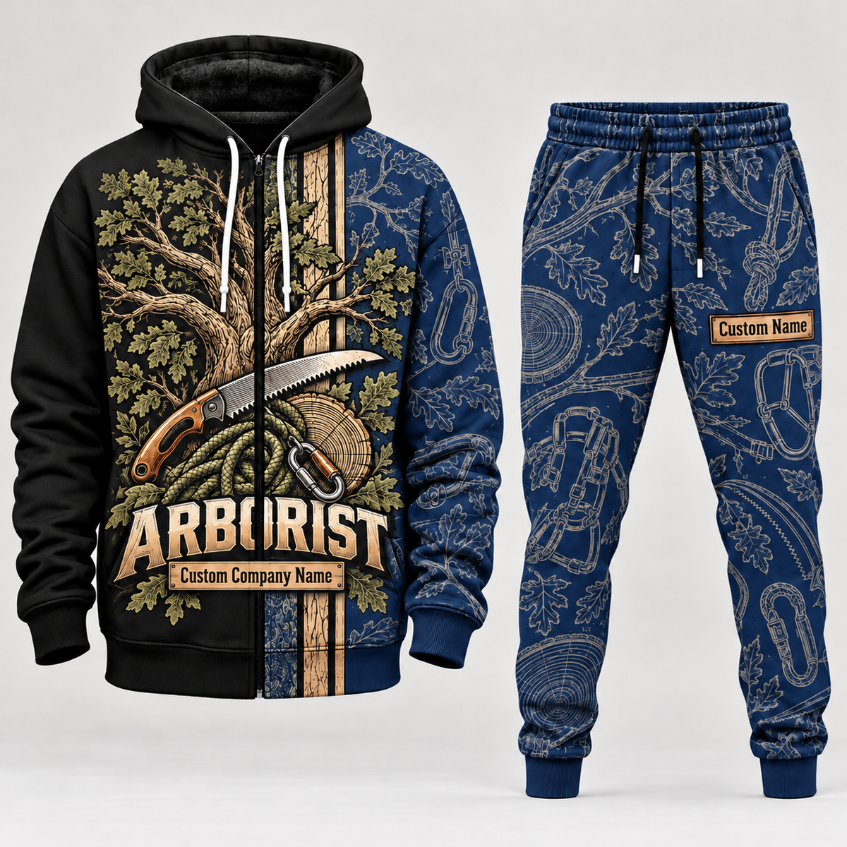 arborist full-zip hoodie and matching joggers - navy catalog view