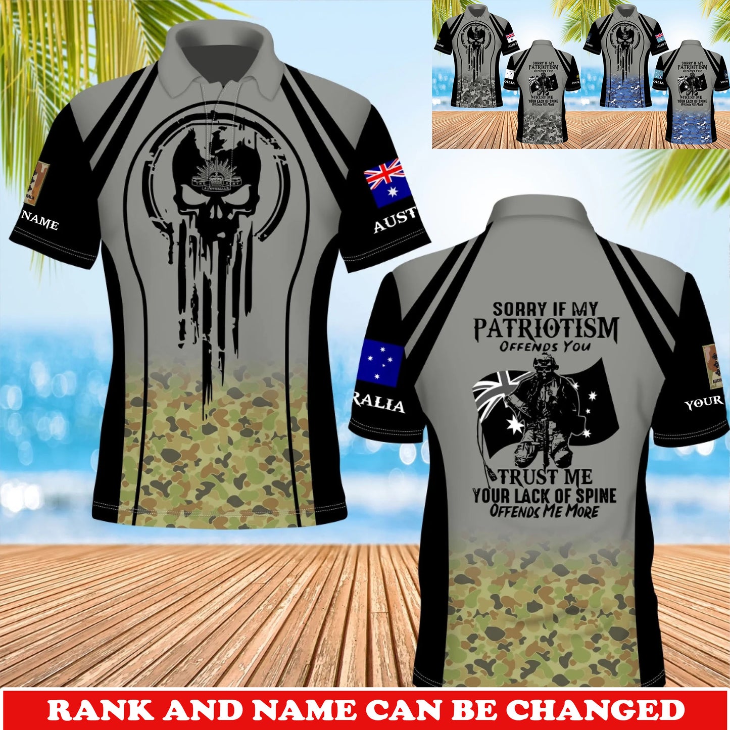 Personalized Australia Soldier/Veteran Camo with Rank and Name T-Shirt All Over Printed - 17741376
