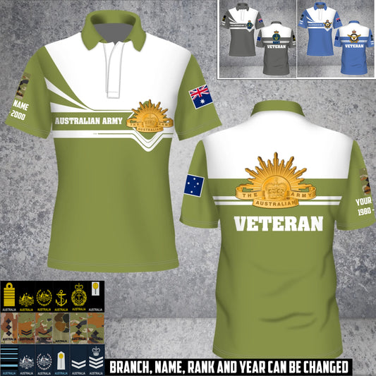 Personalized Australia Soldier/Veteran Camo with Rank, Name And Year POLO All Over Printed - 17462304