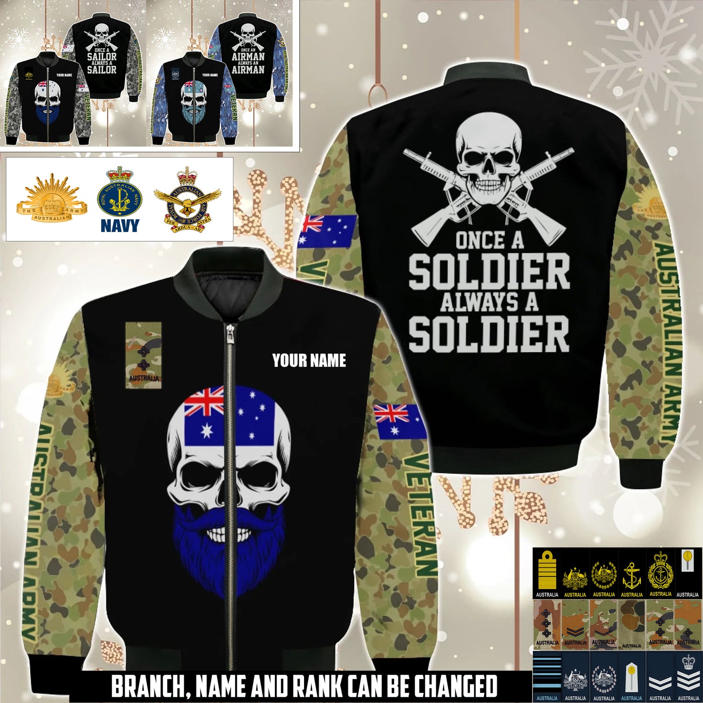 Australian Veteran Camo Bomber – Custom Name & Rank - 17580672