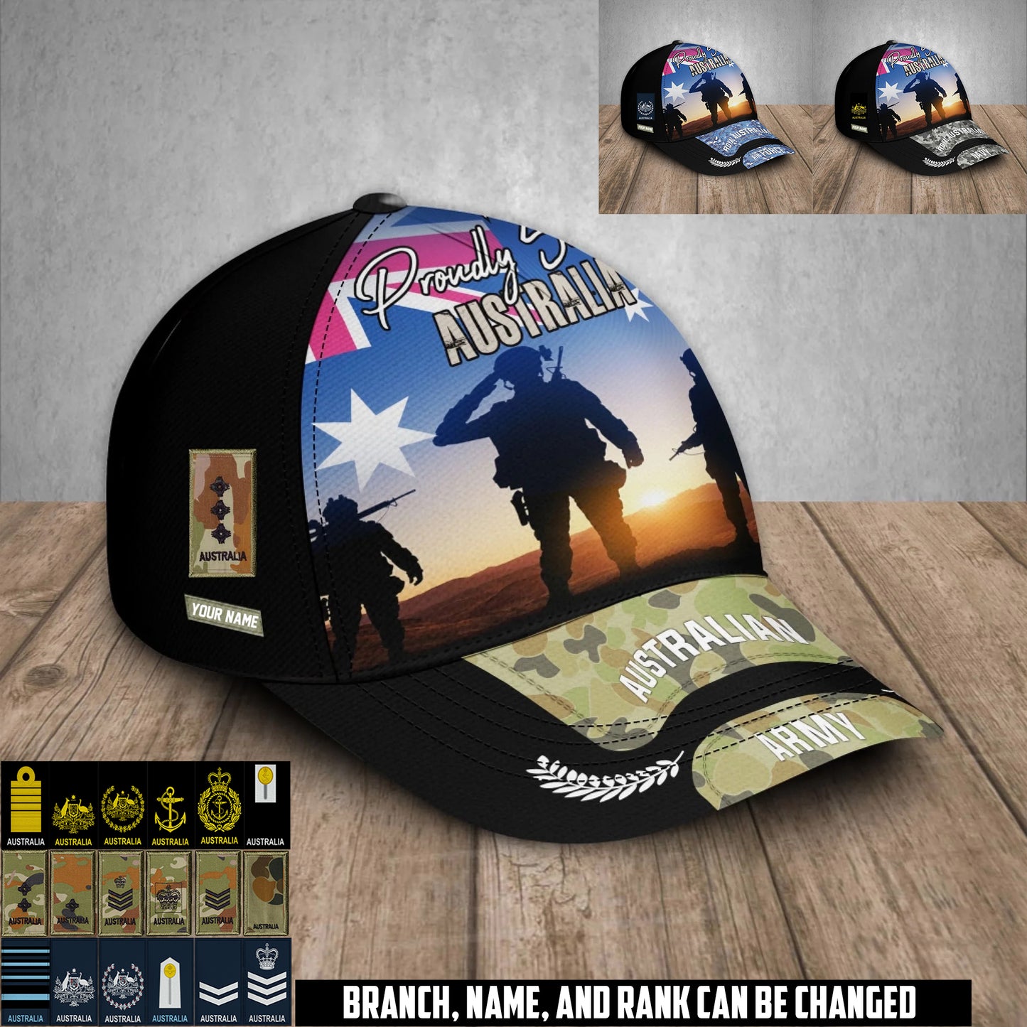 Personalized Rank And Name Australia Soldier/Veterans Baseball Cap - 17680032
