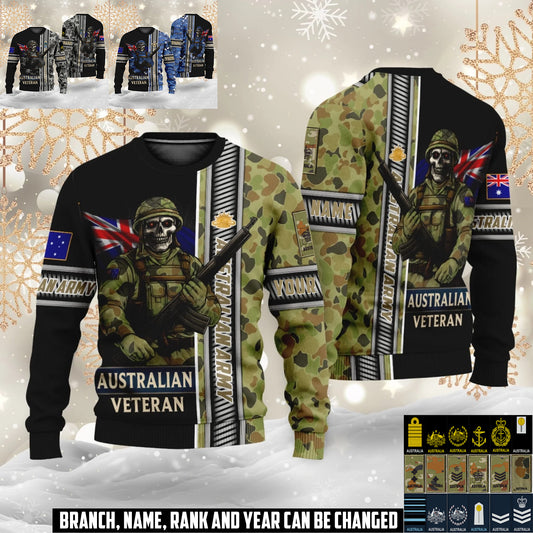 Personalized Australia Soldier/Veteran Camo with Name and Rank Ugly Sweater All Over Printed - 17616960