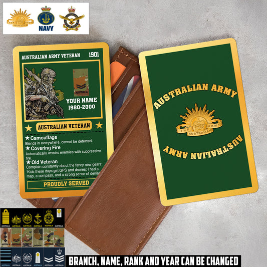 Personalized Australia Soldier/ Veteran With Rank, Name And Year Aluminum Wallet Card - 17508096