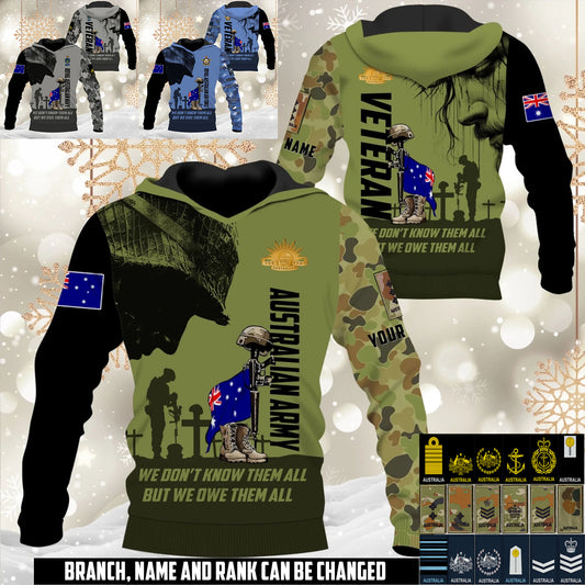 Personalized Australia Soldier/Veteran Camo with Name and Rank Hoodie All Over Printed - 17648064