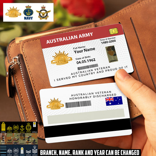 Personalized Australia Soldier/ Veteran With Rank, Name And Year Aluminum Wallet Card - 17502912
