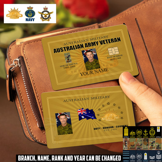 Personalized Australia Soldier/ Veteran With Rank, Name And Year Aluminum Wallet Card - 17548704