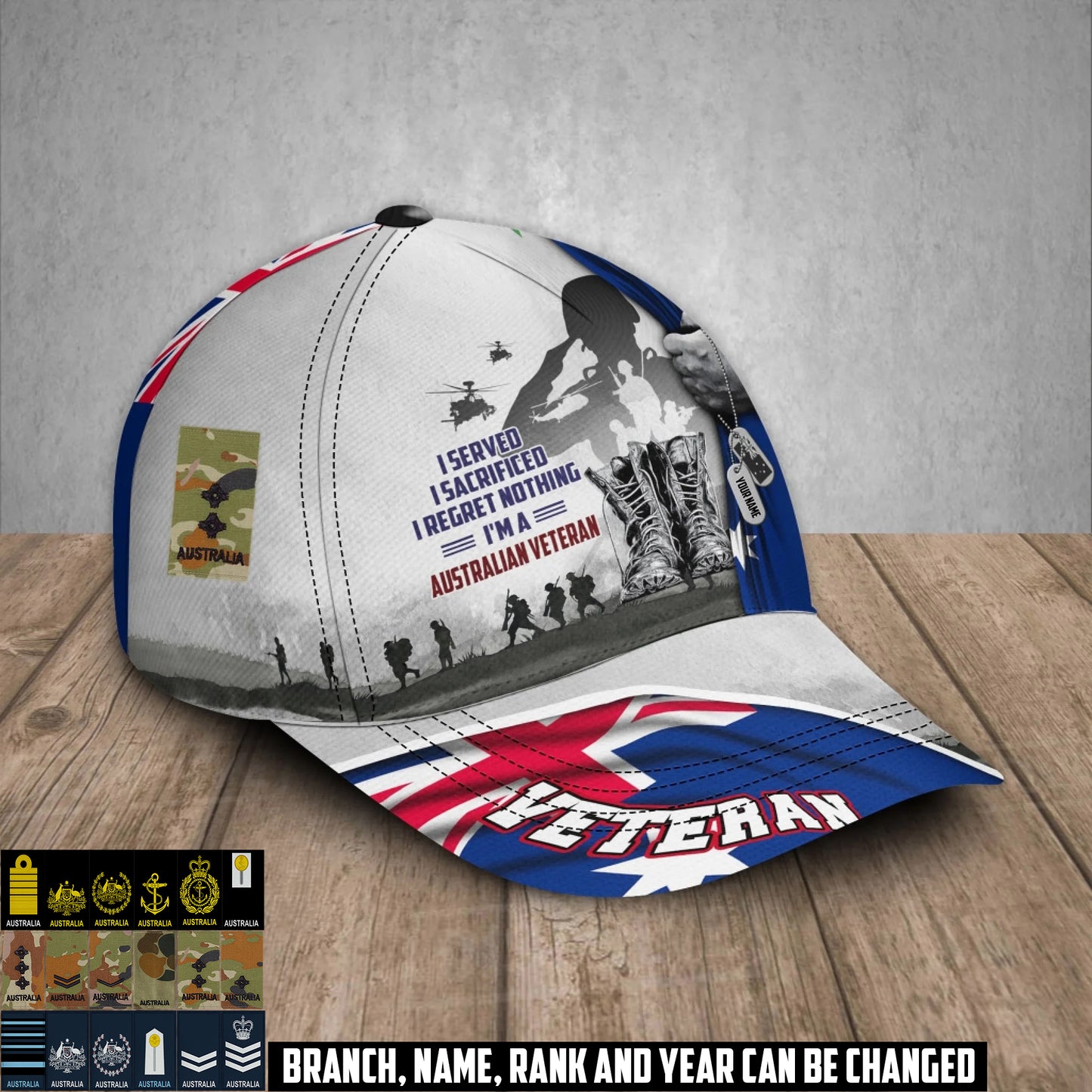 Personalized Rank And Name Australia Soldier/Veterans Baseball Cap - 1759795201