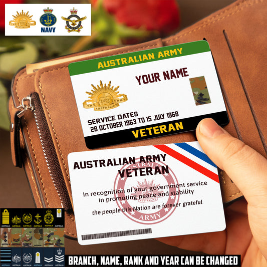 Personalized Australia Soldier/ Veteran With Rank, Name And Year Aluminum Wallet Card - 17479584