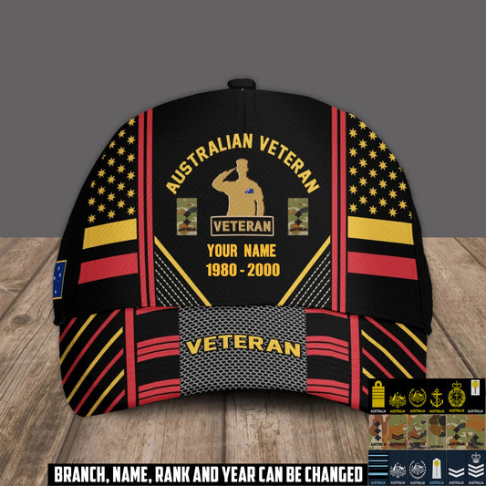 Personalized Rank, Year And Name Australia Soldier/Veterans Baseball Cap - 1759708804