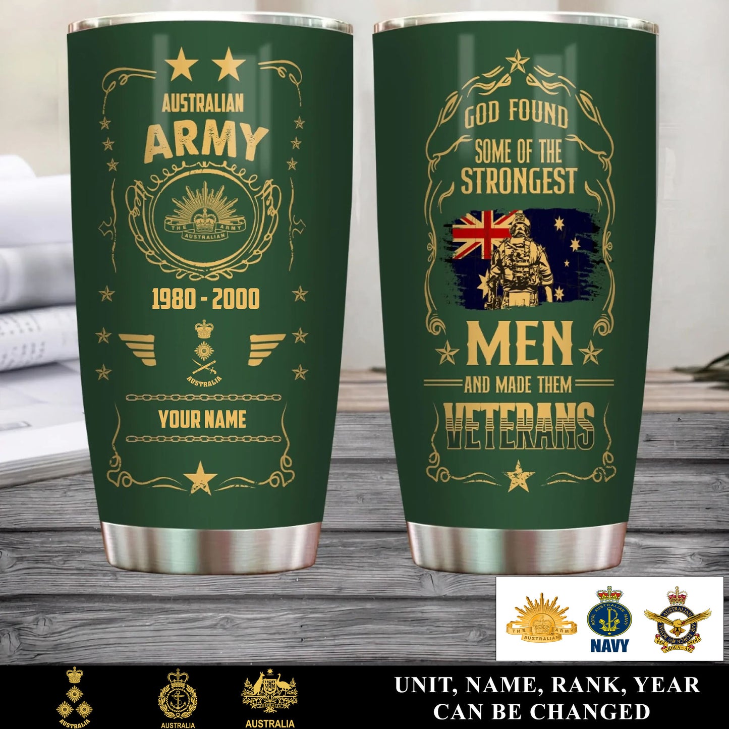Personalized Australia Veteran/ Soldier With Rank, Year And Name Camo Tumbler - 17496864
