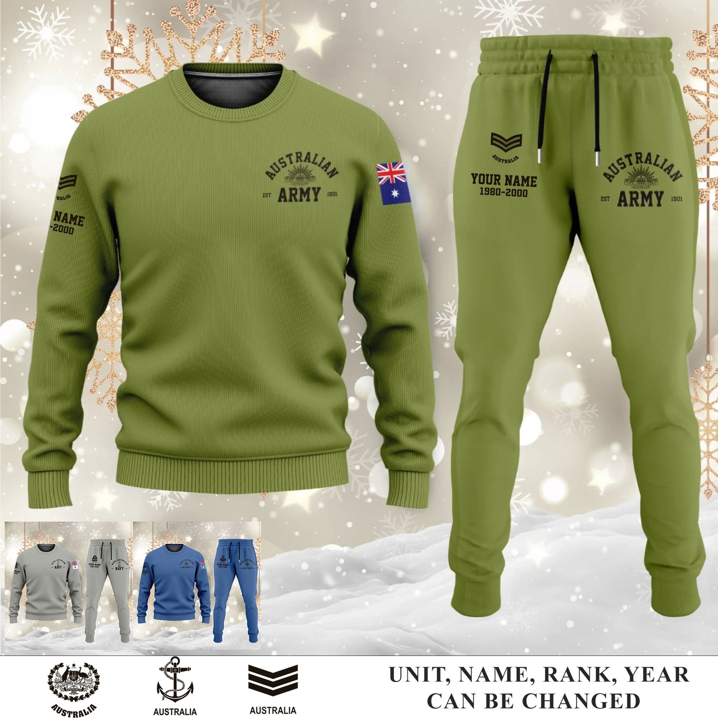 Australian Combo Sweater + Jogger – Personalized with Name, Rank & Year - 17584128