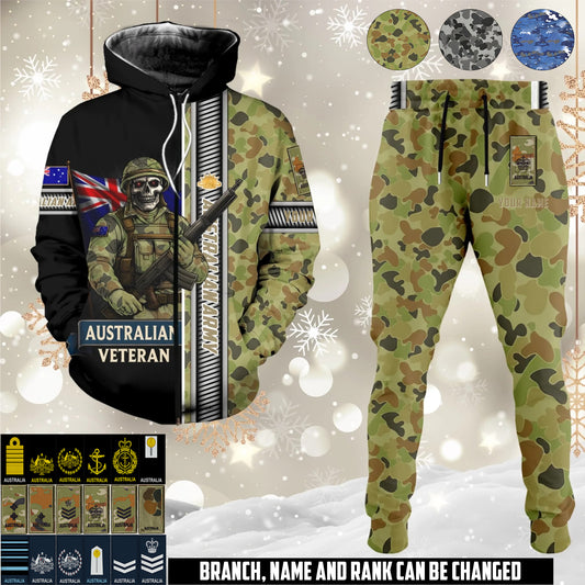 Personalized Australia Soldier/Veteran Camo with Rank And Name Combo Zip Hoodie + Jogger - 17616960
