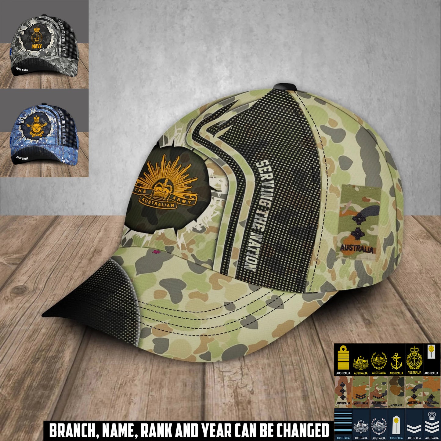 Personalized Rank And Name Australia Soldier/Veterans Baseball Cap - 1759708805