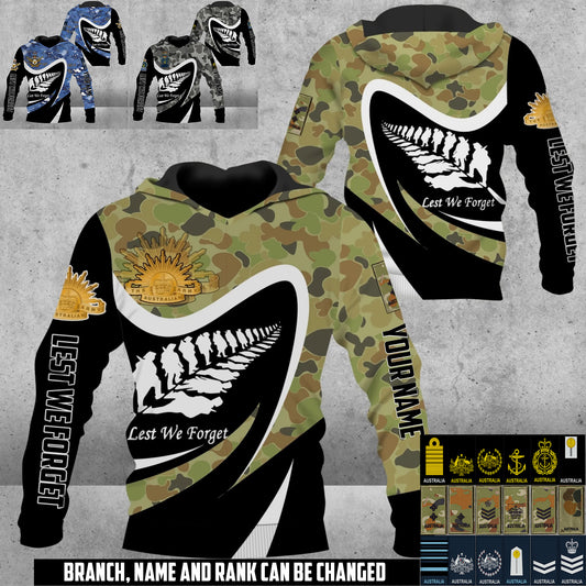 Personalized Australia Soldier/Veteran Camo with Name & Rank Hoodie All Over Printed - 17673984