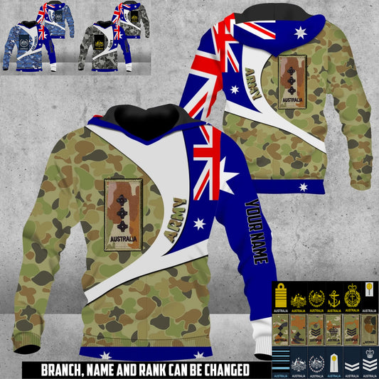 Personalized Australia Soldier/Veteran Camo with Name & Rank Hoodie All Over Printed - 17675712