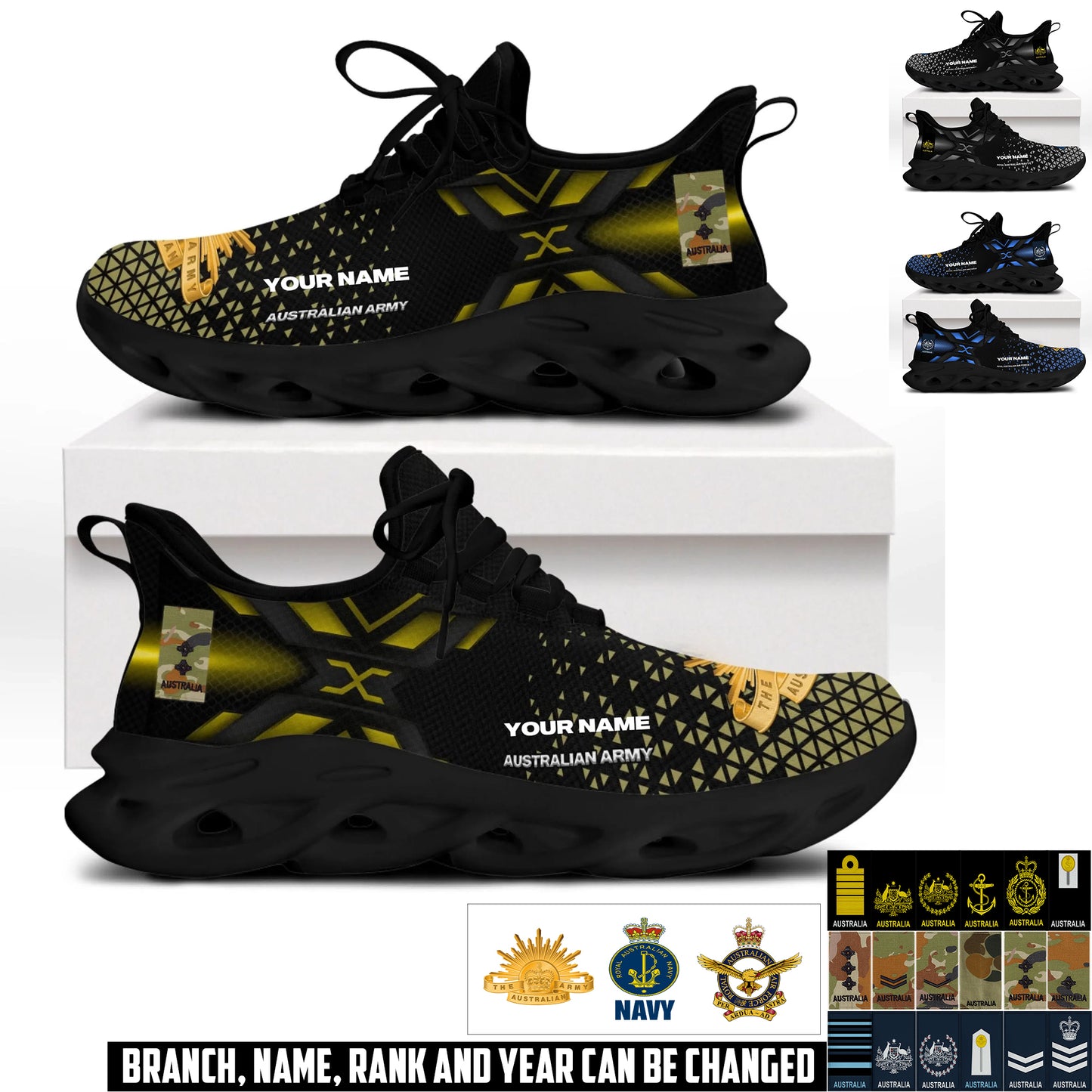 Personalized Australia Soldier/ Veteran With Name And Rank Men Sneakers - 17592768