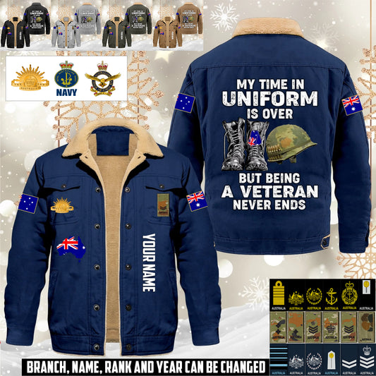 Personalized Australia Soldier/ Veteran With Name And Rank Cargo Fleece Jacket - 17645472