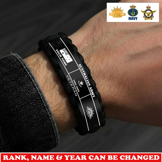 Personalized Australia Soldier/ Veteran Engraved Military Paracord Bracelet With Rank, Name and Year - 1775174401