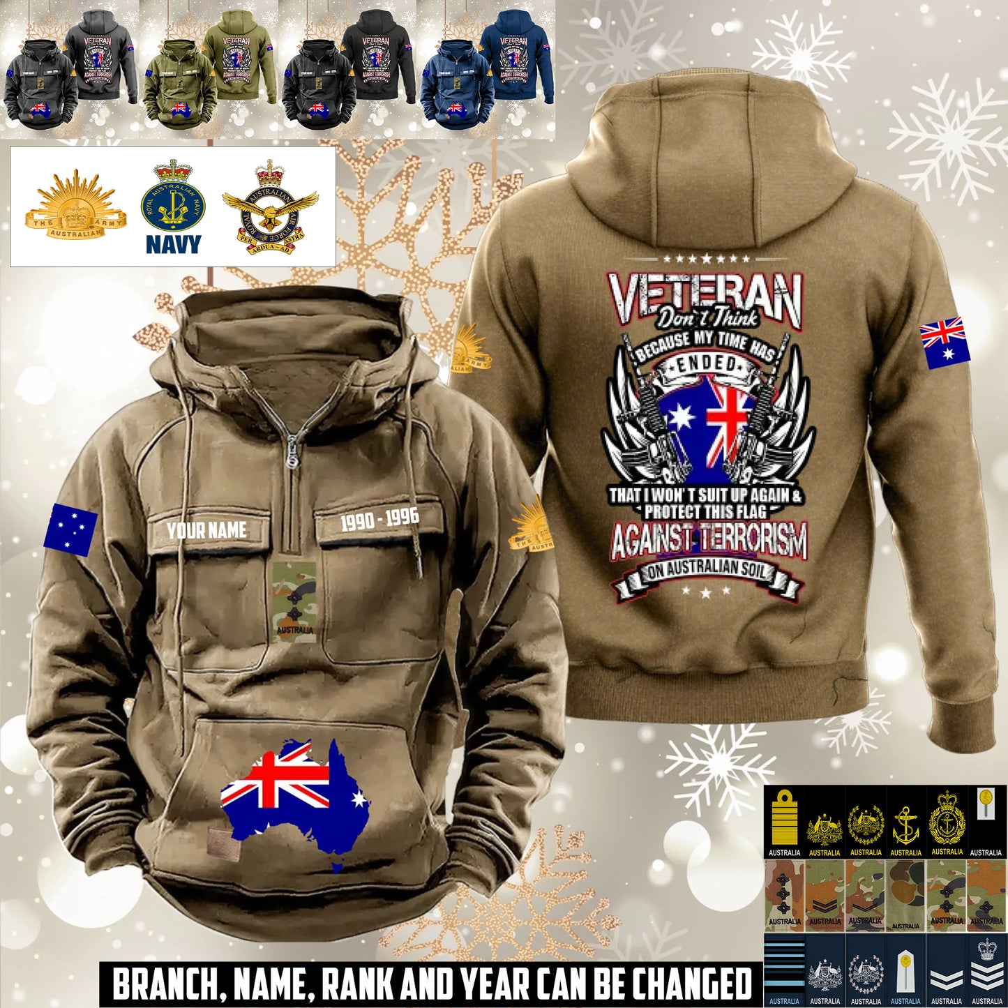Personalized Australia Soldier/Veteran Vintage Hoodie All Over Printed - 1760572801
