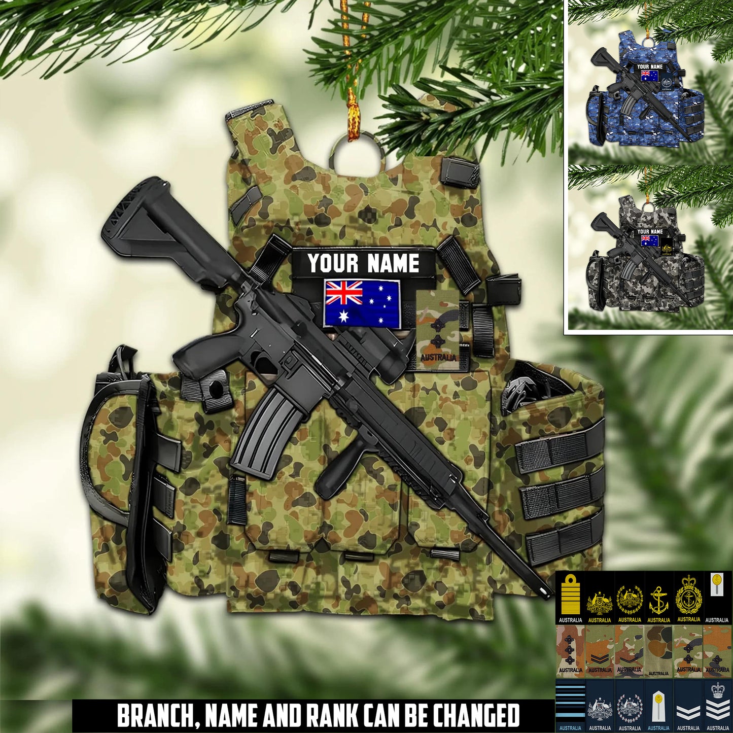 Aussie Soldier Vest Keepsake – Custom Name & Rank – Camo - 17577216