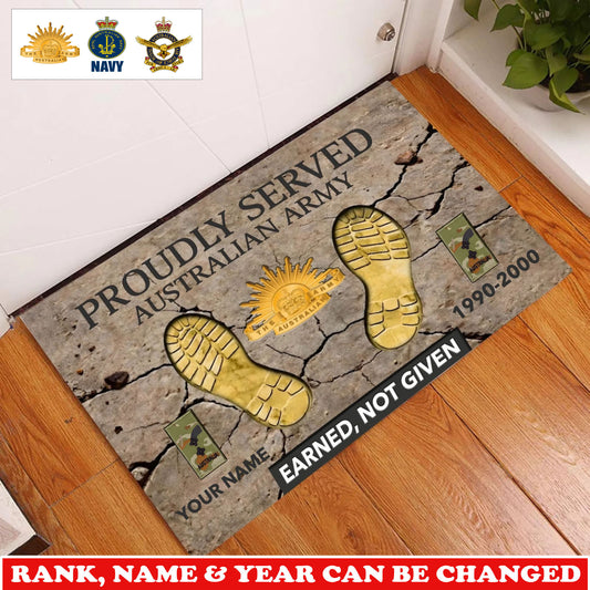Personalized Australia Soldier/ Veteran Camo With Rank, Name and Year Doormat 3D Printed - 17747424