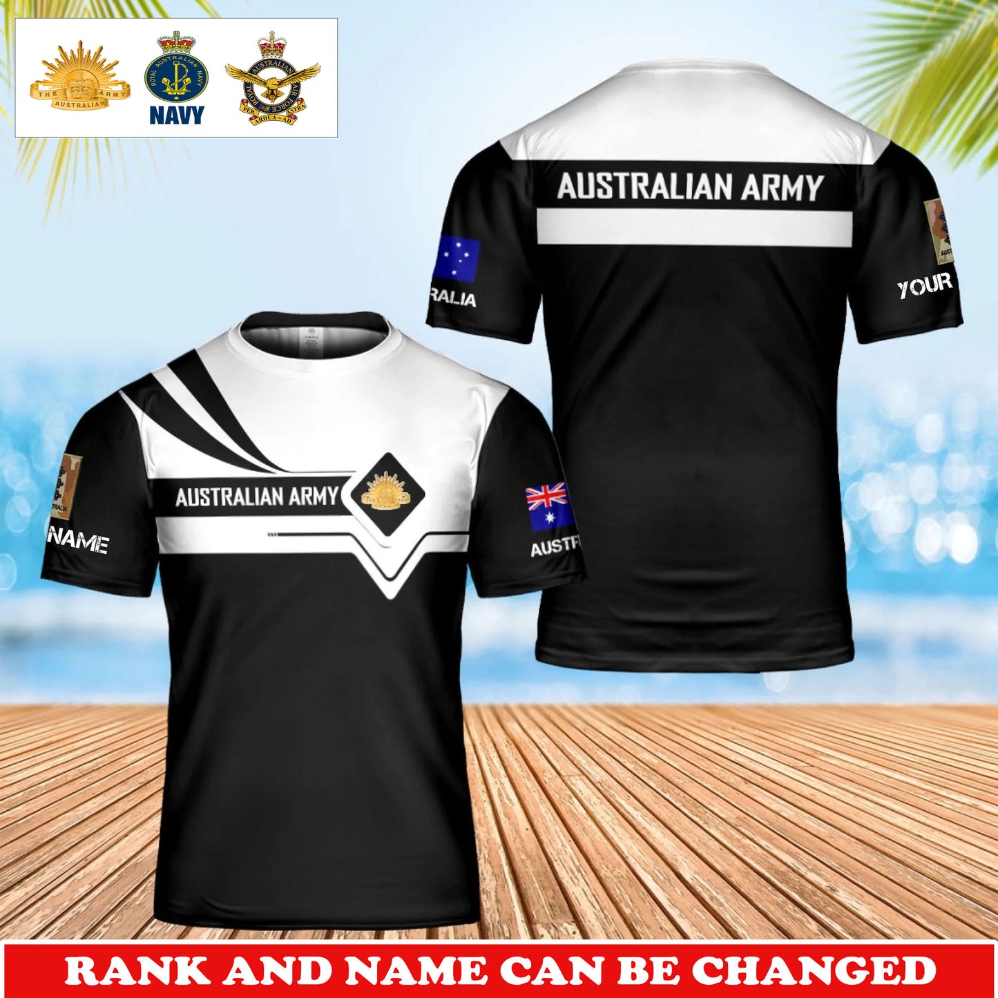 Personalized Australia Soldier/Veteran Camo with Rank and Name T-Shirt All Over Printed - 17748288