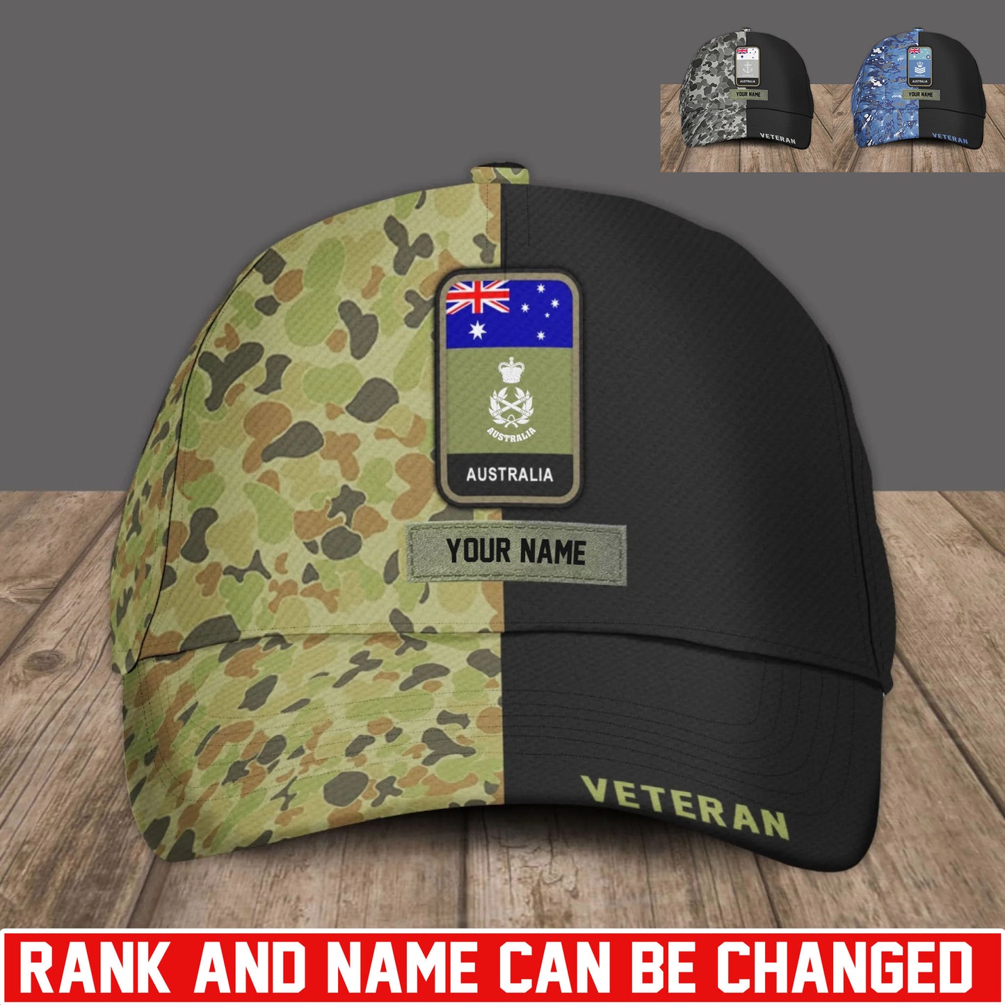 Personalized Rank And Name Australia Soldier/Veterans Baseball Cap - 17734464