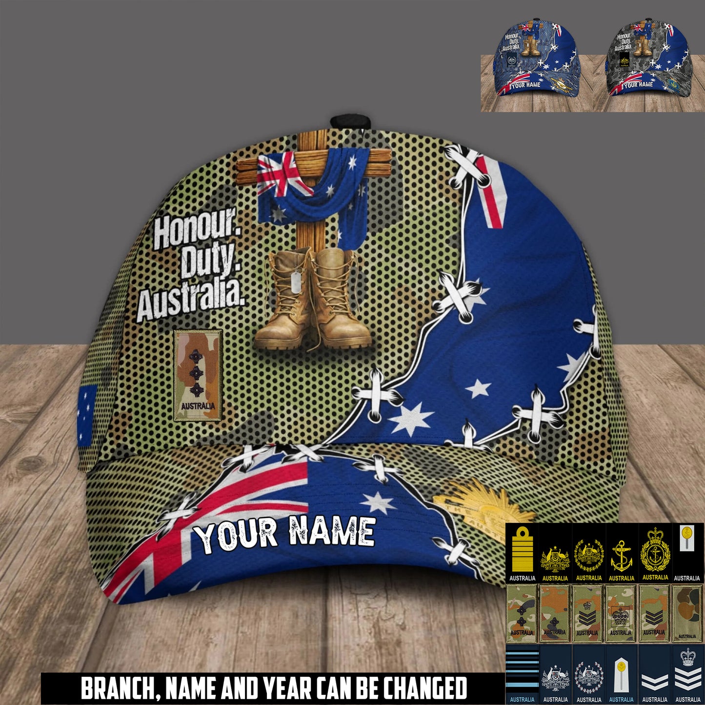 Personalized Rank And Name Australia Soldier/Veterans Baseball Cap - 17684352