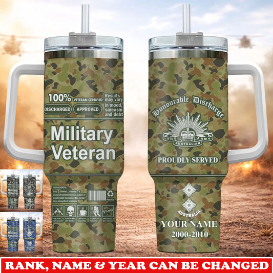Personalized Australia Veteran/ Soldier With Rank, Year And Name Camo Tumbler - 17745696