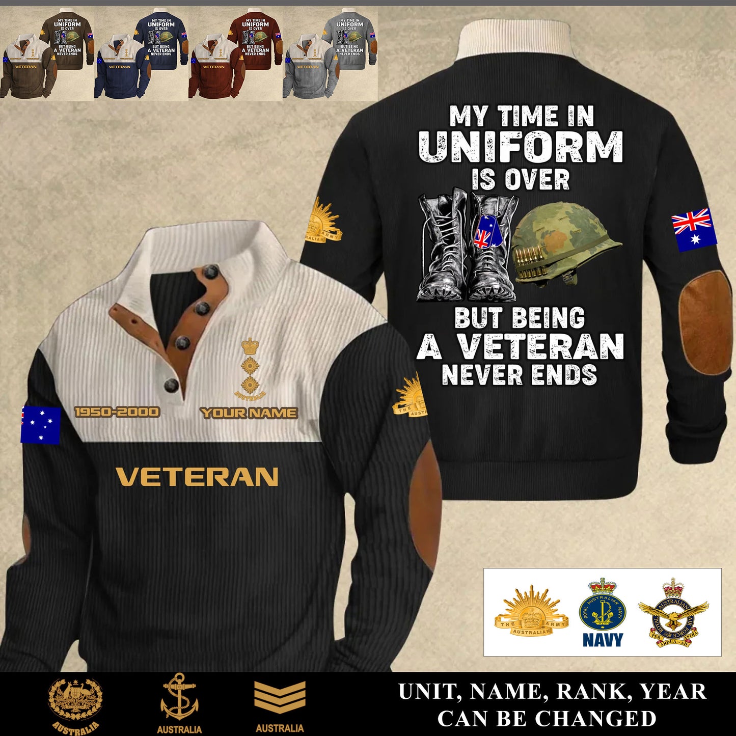 Personalized Australia Soldier/ Veteran With Name, Year And Rank Sports Sweatshirt - 17553024