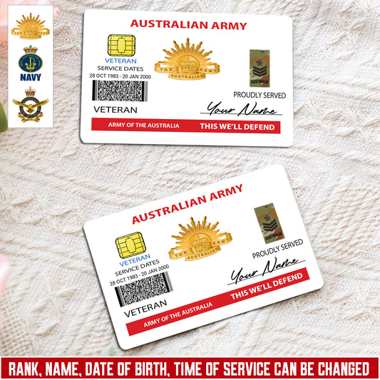 Personalized Australia Soldier/ Veteran With Rank, Name And Year Aluminum Wallet Card - 17472672