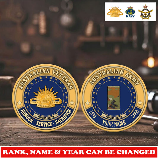 Personalized Australia Veteran/ Soldier With Rank, Name And Year Challenge Coin - 17729280