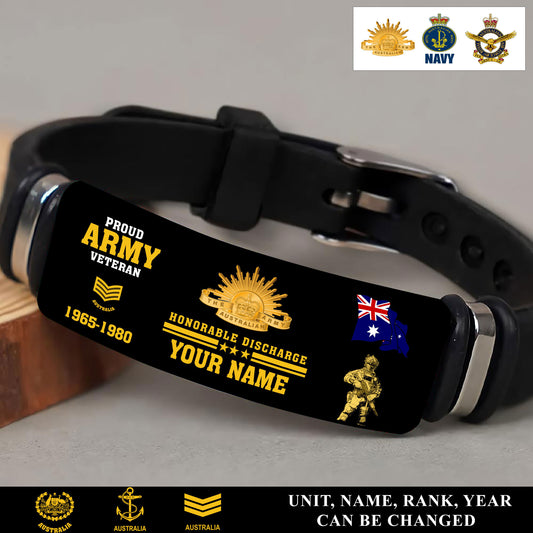 Personalized Australia Soldier/ Veteran With Rank, Name And Year Bracelet - 17538336