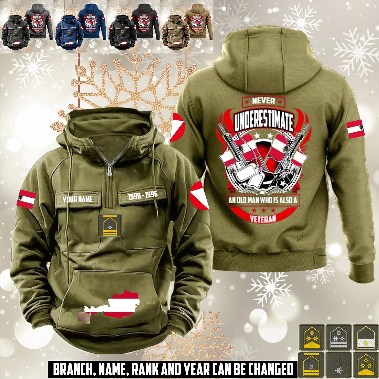 Personalized Austria Soldier/Veteran Vintage Hoodie All Over Printed - 1760400003