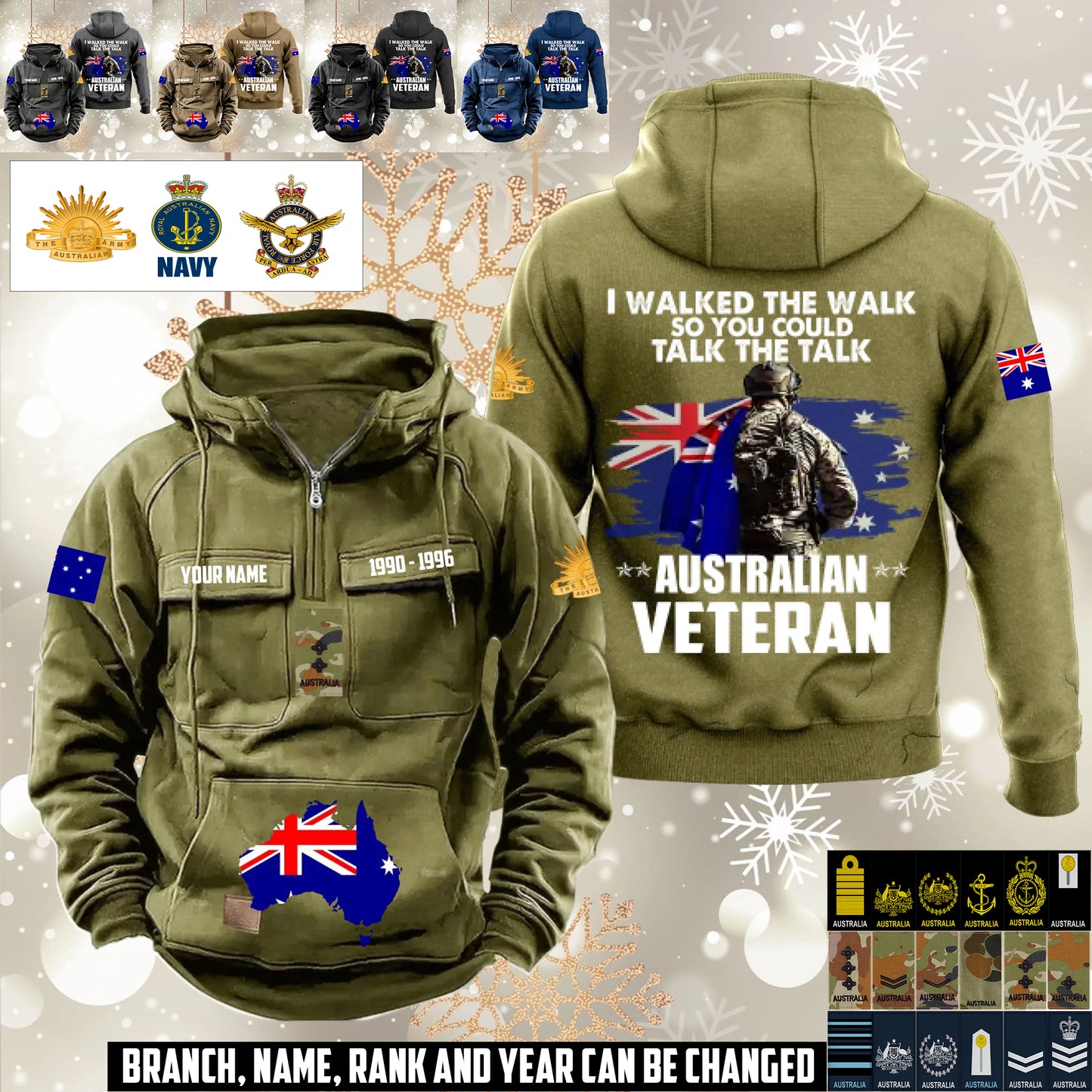 Personalized Australia Soldier/Veteran Vintage Hoodie All Over Printed - 1760313604