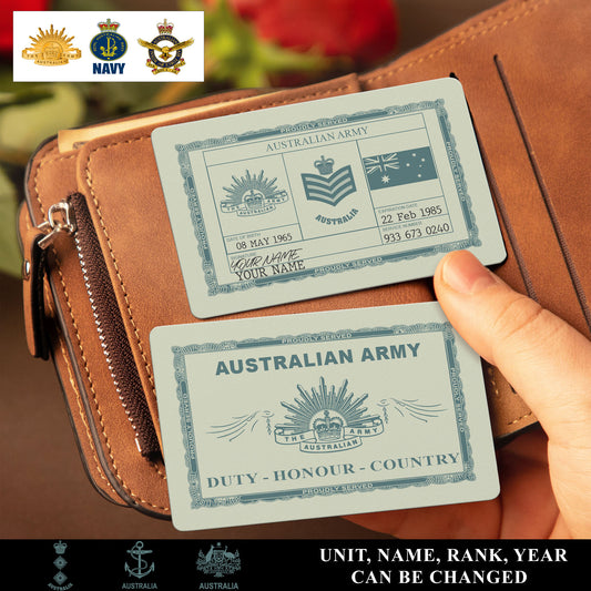 Personalized Australia Soldier/ Veteran With Rank, Name And Year Aluminum Wallet Card - 17513280