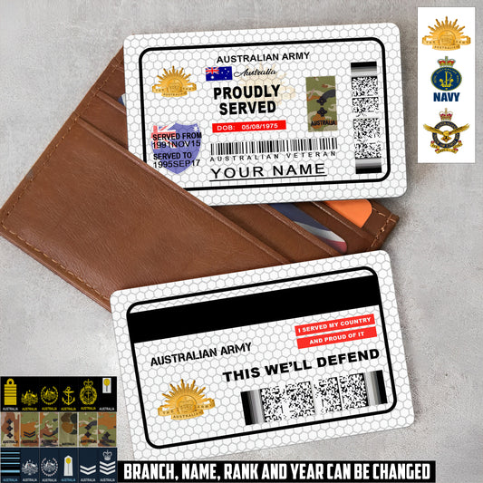 Personalized Australia Soldier/ Veteran With Rank, Name And Year Aluminum Wallet Card - 17470944