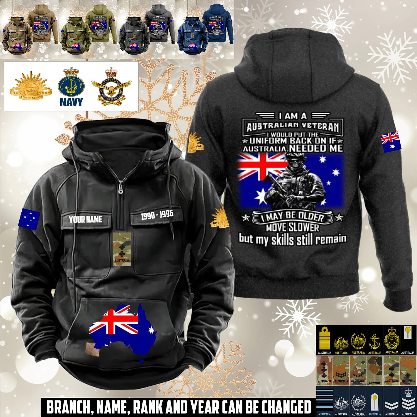 Personalized Australia Soldier/Veteran Vintage Hoodie All Over Printed - 1760313603