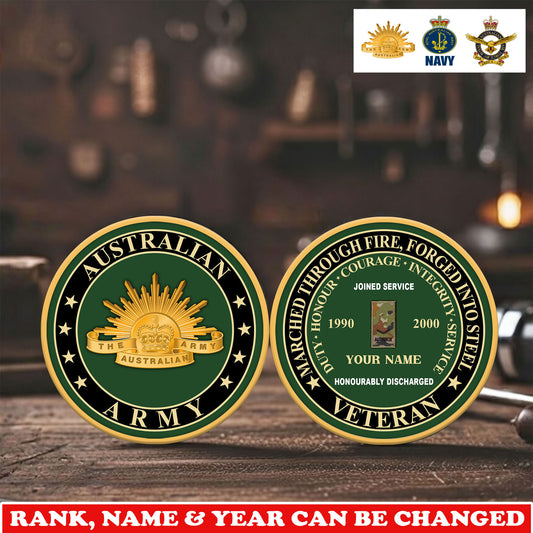 Personalized Australia Veteran/ Soldier With Rank,  Name And Year Challenge Coin - 17744832