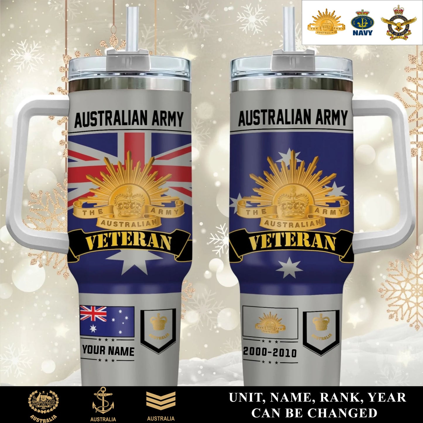 Personalized Australia Veteran/ Soldier With Rank, Year And Name Camo Tumbler - 17652384