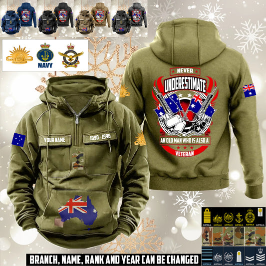 Personalized Australia Soldier/Veteran Vintage Hoodie All Over Printed - 1760400003