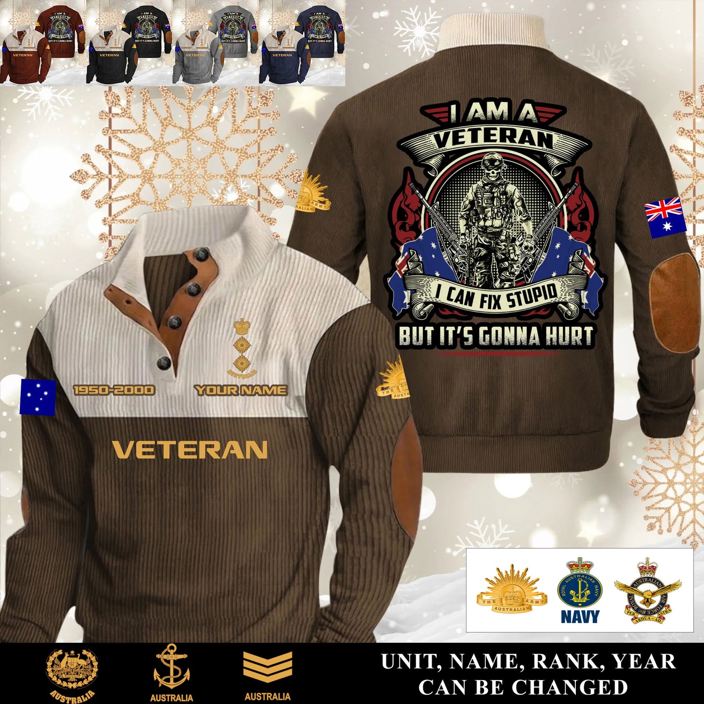 Personalized Australia Soldier/ Veteran With Name, Year And Rank Sports Sweatshirt - 17554752