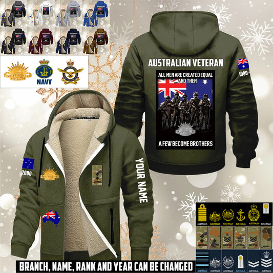 Personalized Australia Soldier/ Veteran With Name, Year And Rank Hoodie Zip Velvet Coat - 17636832
